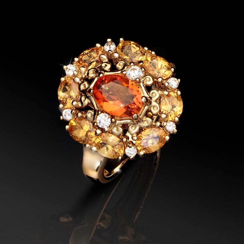 Fire Opal & Spessartite Ring